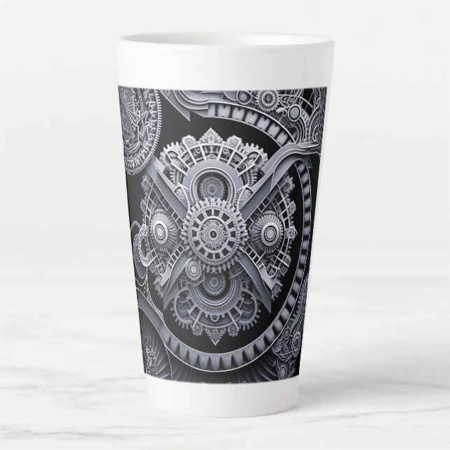 Taza De Café Latte Fractales mecánicos Latte Mug (Anverso)