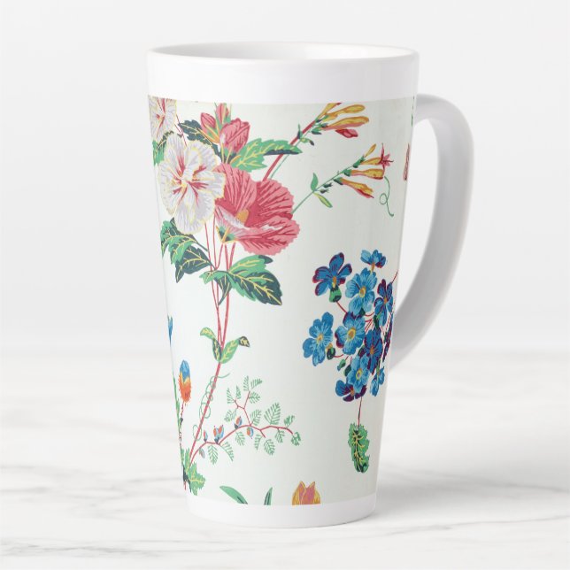 Taza De Café Latte France 1830 Floral Antique Wallpaper (Ángulo derecho)