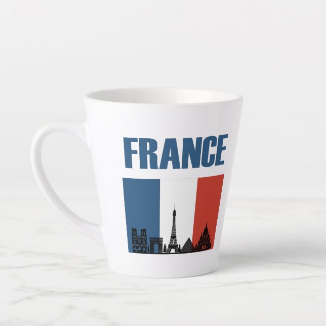 Taza De Café Latte Francia Viaje - Bandera Francesa de la Línea Aérea (Izquierda)