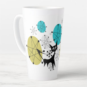 Taza De Café Latte Franciscan Starburst Mid Mod Atomic Cat Latte Mug