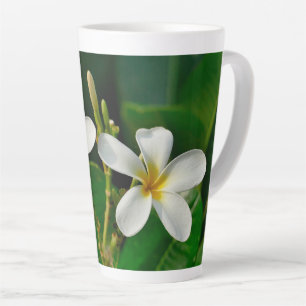 Taza De Café Latte Frangipani blanco