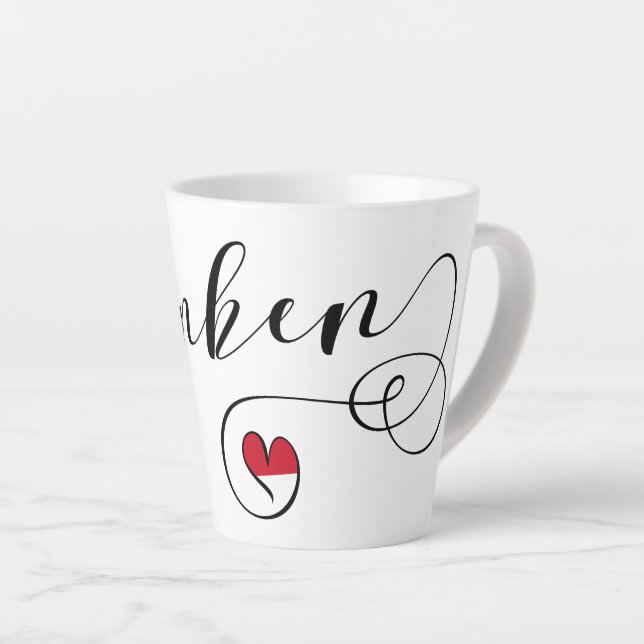 Taza De Café Latte Franken, Franconia Flag Heart, Franconian (Ángulo derecho)