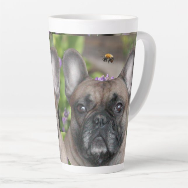 Taza De Café Latte Französische Bulldogge mit Biene French Bulldog (Ángulo derecho)
