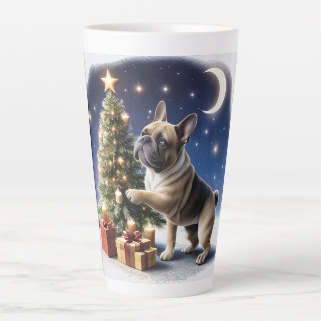 Taza De Café Latte Französische Bulldogge Weihnachtsbaum Weihnachten (Anverso)