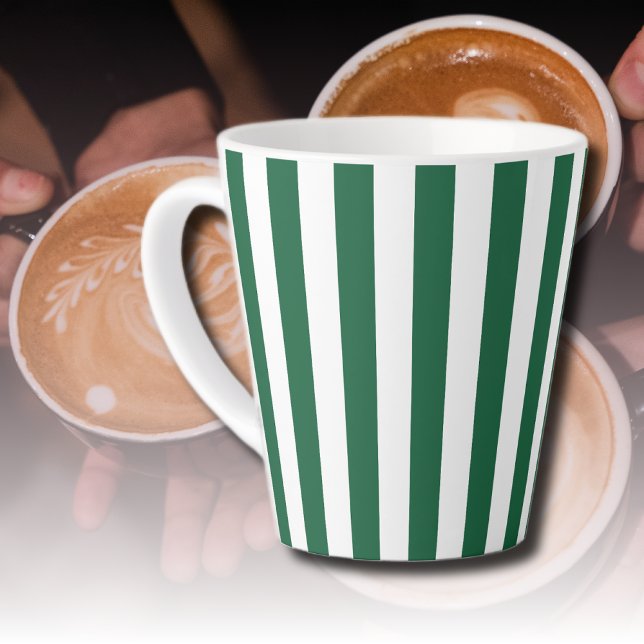 Taza De Café Latte Frasco clásico de época franjas verde y blanca (Subido por el creador)