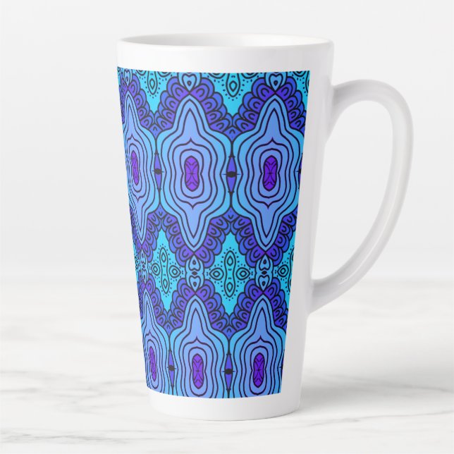 Taza De Café Latte Frasco de agua de aluminio con patrón azul (Derecha)