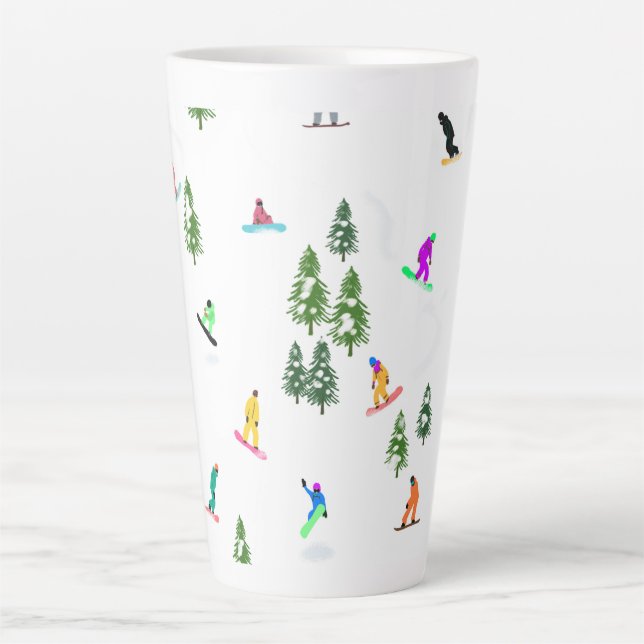 Taza De Café Latte Freeride Snowboarders Diseño Snowboarding (Anverso)