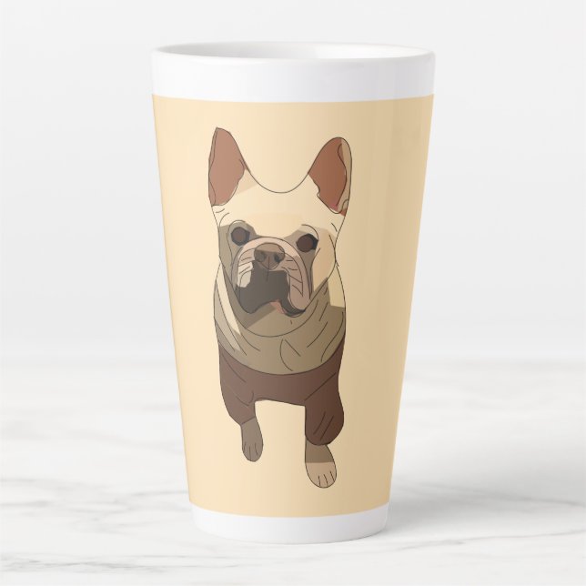 Taza De Café Latte French Bulldog, Soft Peach (Anverso)