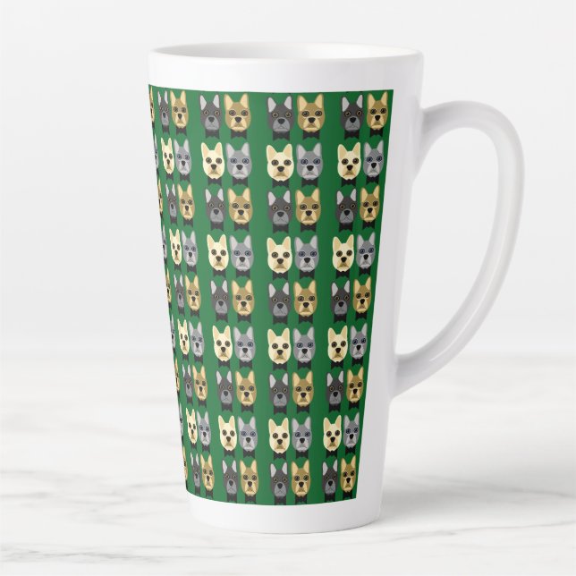 Taza De Café Latte French Bulldogs Green (Derecha)