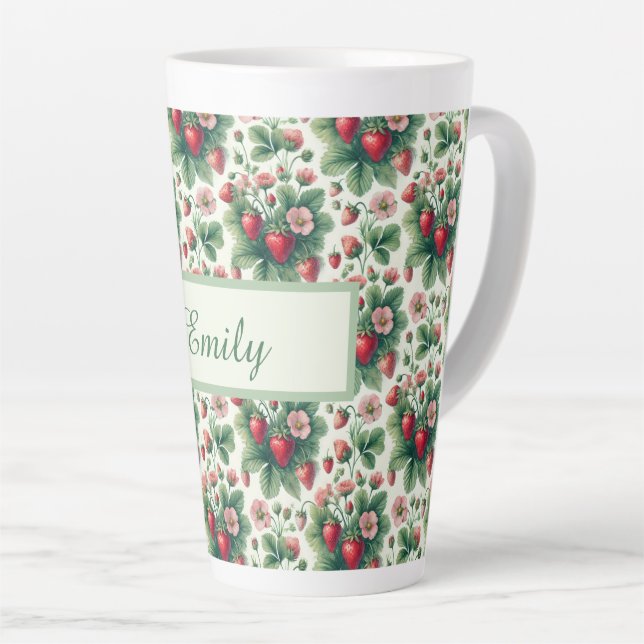Taza De Café Latte Fresa dulce personalizada  (Ángulo derecho)