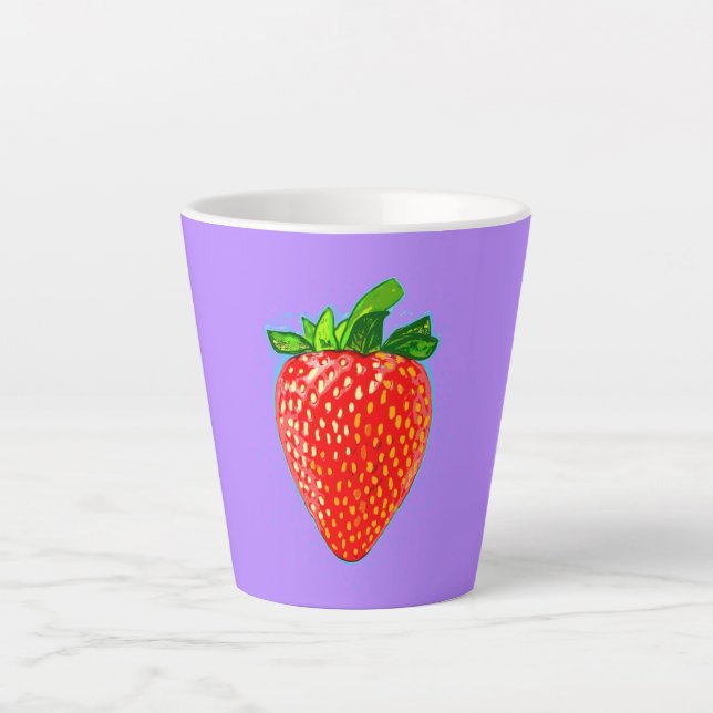 Taza De Café Latte Fresa jugosa en el estilo de arte pop (Anverso)