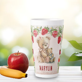 Taza De Café Latte Fresa y oso