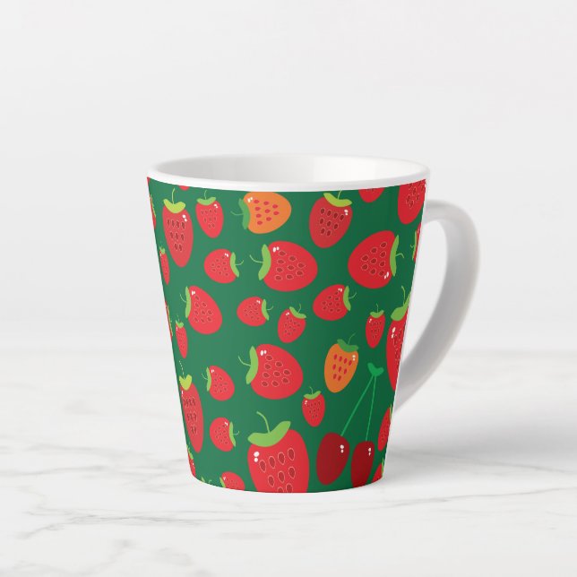 Taza De Café Latte Fresas (Ángulo derecho)