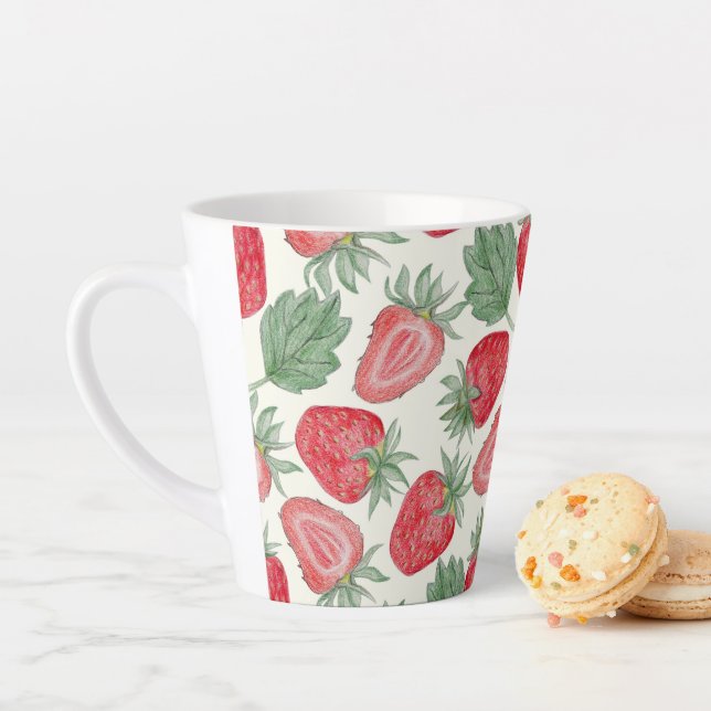 Taza De Café Latte Fresas de primavera (In situ)