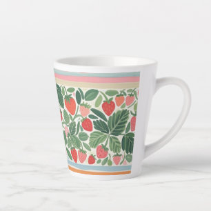 Taza De Café Latte Fresas en acuarela deliciosas