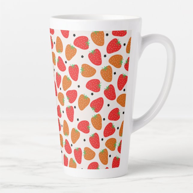 Taza De Café Latte Fresas en blanco (Derecha)