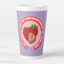 Taza De Café Latte Fresas Jugosas Dulces Fruta de Verano 