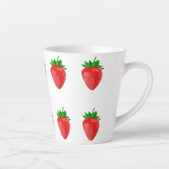 Taza De Café Latte Fresas Latte Mug (Derecha)