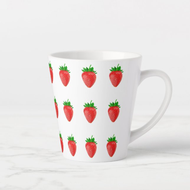 Taza De Café Latte Fresas Parche Lluvia Latte Mug (Derecha)