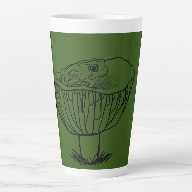 Taza De Café Latte Froggy en un hongo (Anverso)