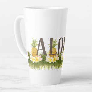 Taza De Café Latte Frontera de la piña de Aloha