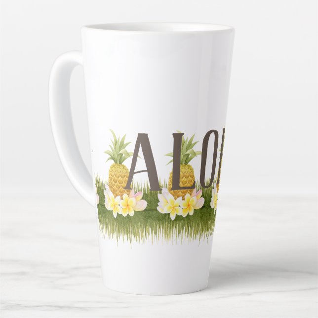 Taza De Café Latte Frontera de la piña de Aloha (Ángulo izquierdo)