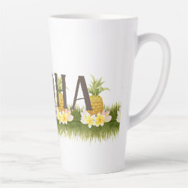 Taza De Café Latte Frontera de la piña de Aloha