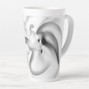 Taza De Café Latte Frozen: Gris, Blanco y Negro Abstracto
