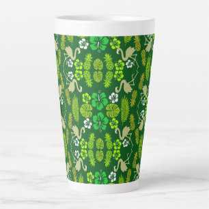 Taza De Café Latte Fruta tropical floral verde con estampado