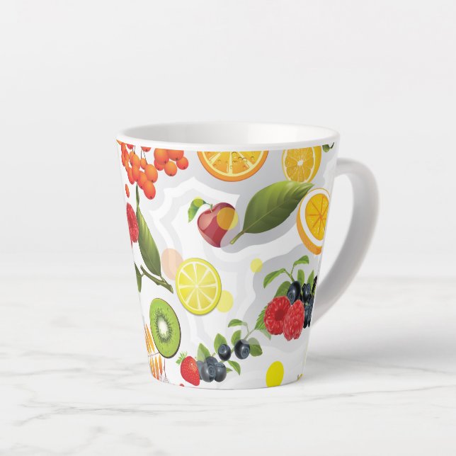 Taza De Café Latte Frutas mixtas 5 (Ángulo derecho)