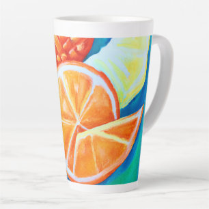 Taza De Café Latte Frutas tropicales de neón coloridas