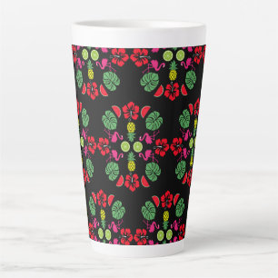 Taza De Café Latte Frutas tropicales florales estampadas