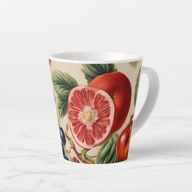 Taza De Café Latte Frutas y flores de un jardín italiano de lujo (Ángulo derecho)