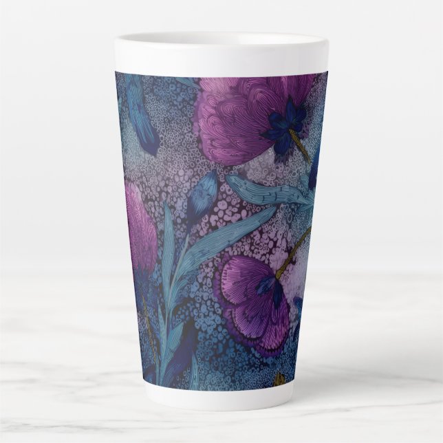 Taza De Café Latte Fuchsia floral (Anverso)