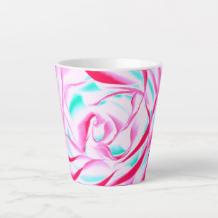 Taza De Café Latte Fuchsia y Aqua Floral Design Latte Mug