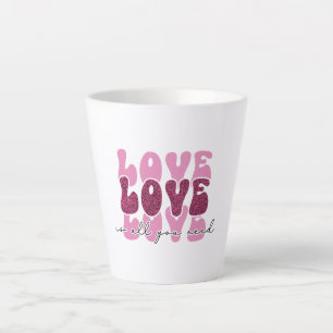 Taza De Café Latte Fuente de burbujas apiladas "Amor" rosa