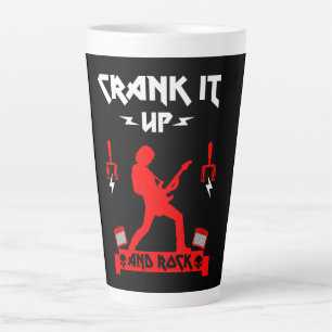 Taza De Café Latte Fuerte leyenda de guitarra Metalizado