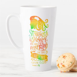 Taza De Café Latte Fuerza y honor escritura personalizada  