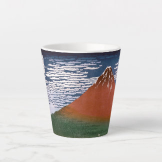 Taza De Café Latte Fuji Rojo, El Volcán Aka Fujiyama Katsushika Hokus