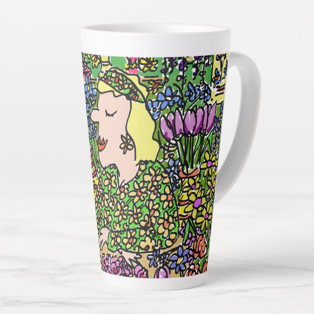 Taza De Café Latte Fun florista o vendedor de flores (Ángulo derecho)