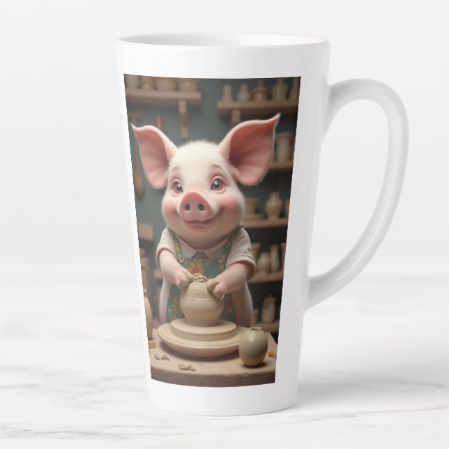 Taza De Café Latte Fun Piggy cerámica artista latte mug (Derecha)
