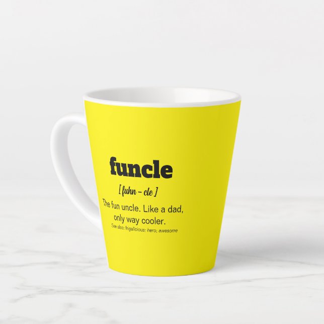 Taza De Café Latte Funcle, el tío divertido glazed Mug ser el tío más (Ángulo izquierdo)