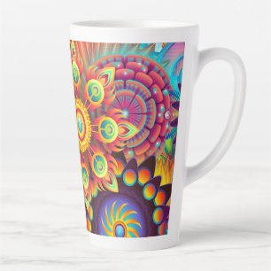 Taza De Café Latte Funky Mandalas Latte Mug