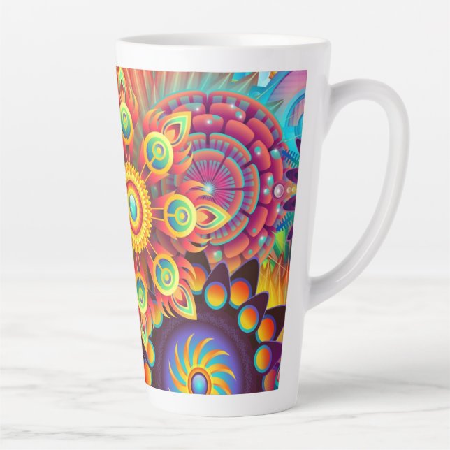 Taza De Café Latte Funky Mandalas Latte Mug (Derecha)