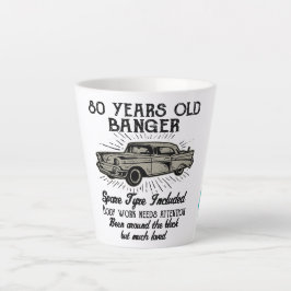 Taza De Café Latte Funny 80 cumpleaños catastro banger agregar nombre