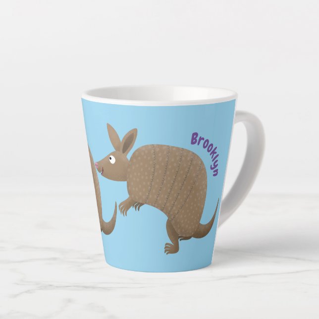 Taza De Café Latte Funny armadillo feliz personalizado ilustracion (Ángulo derecho)