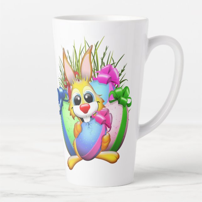 Taza De Café Latte Funny Bunny biting an Easter Egg (Derecha)