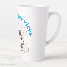 Taza De Café Latte Funny Cat Cleaning with Colorful Feather Brusht