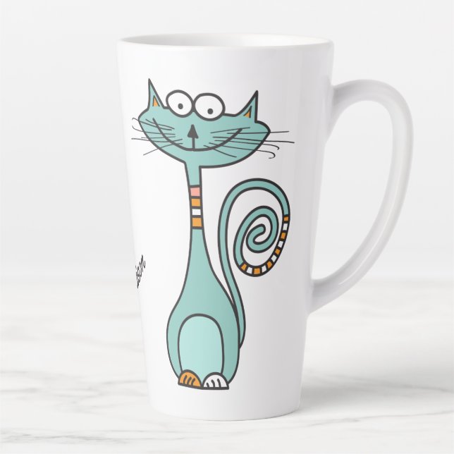 Taza De Café Latte Funny Cat nombre personalizado Latte mug (Derecha)