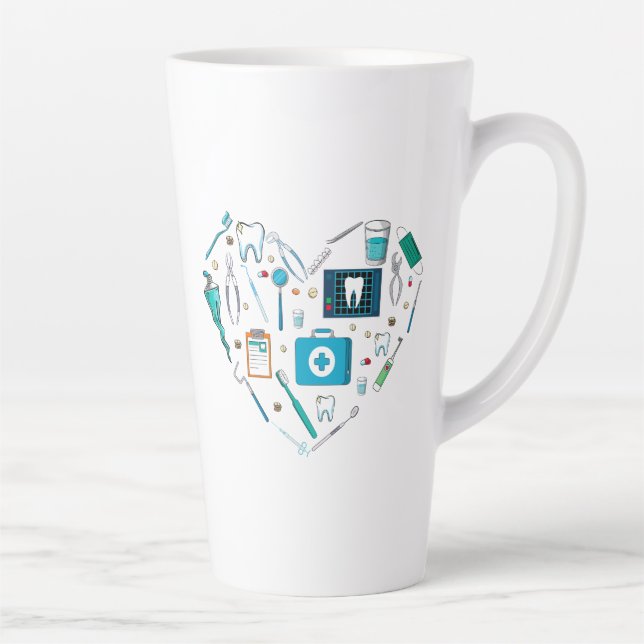 Taza De Café Latte Funny Dental Dentist Tool Heart (Derecha)